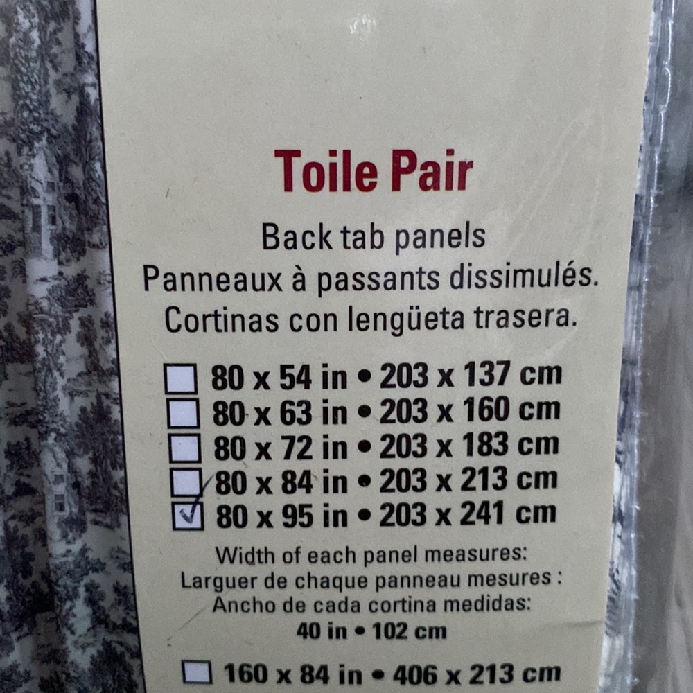 Insulated Toile Curtain Pairs With Rod Pocket And Back Tabs - Picture 5 of 7